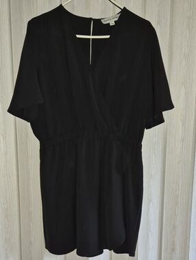 Emma & Michele Black Wrap-Front Mini Romper